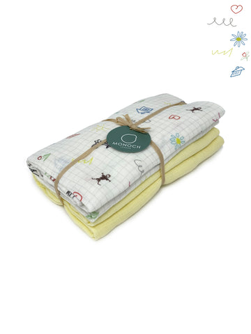 On Doodle  2-Pack Muslin Squares