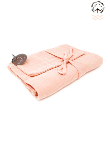 Diaper Changing Mat - Organic Muslin - Coral Berry