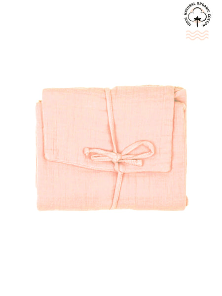 Diaper Changing Mat - Organic Muslin - Coral Berry