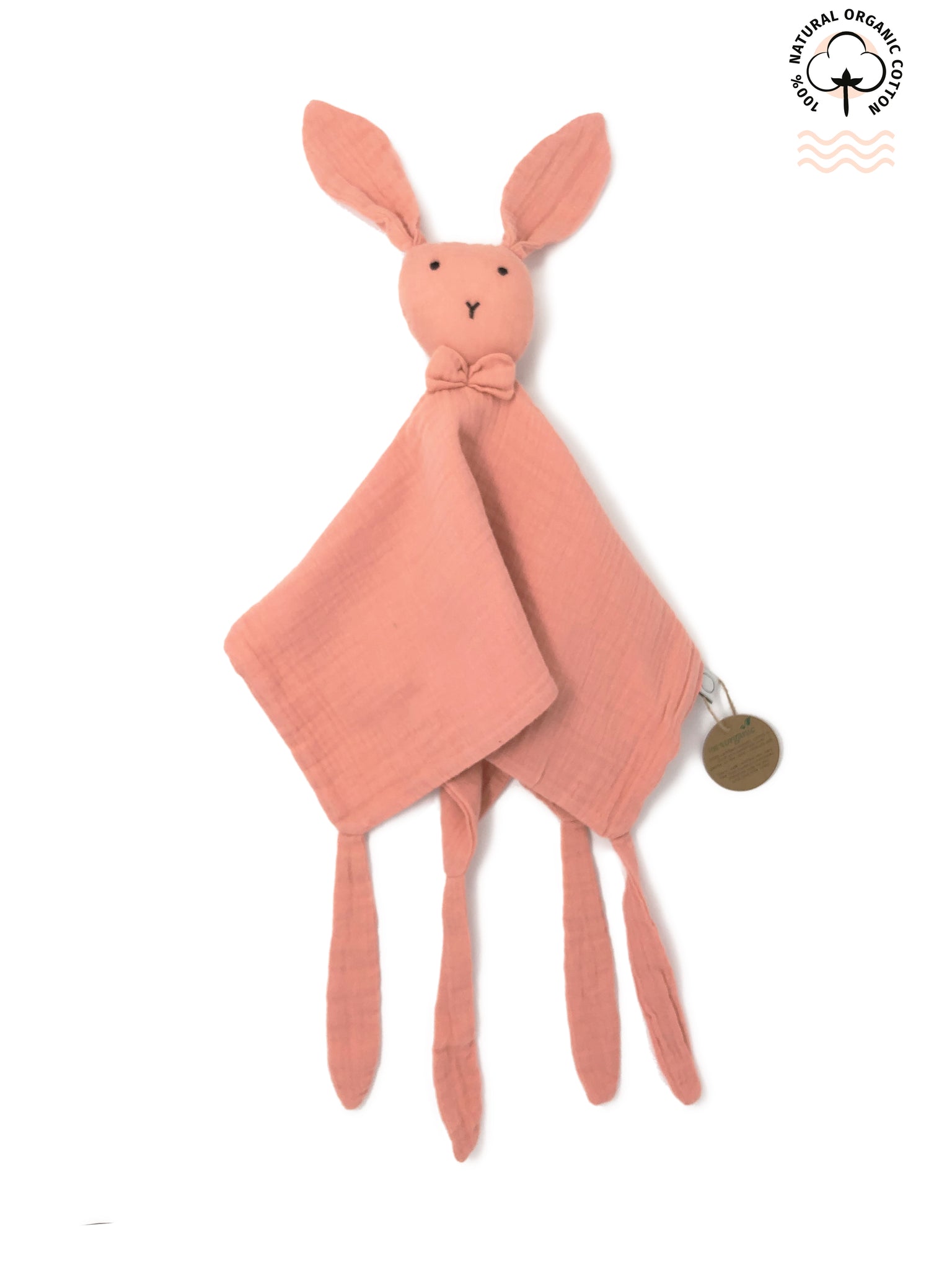 Organic Muslin Bunny Comforter - Coral Berry