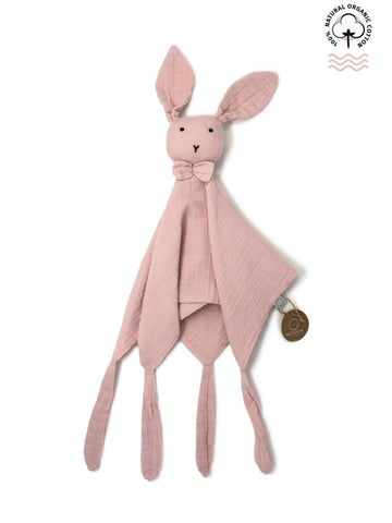 Organic Muslin Bunny Comforter - Dusty Pink