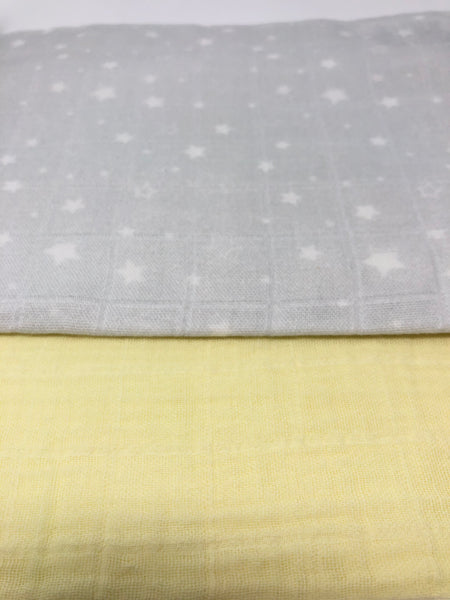 White Stars  2-Pack Muslin Squares